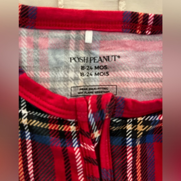 NWOT- Posh Peanut red tartan convertible pajama 18-24 months - Picture 2 of 4